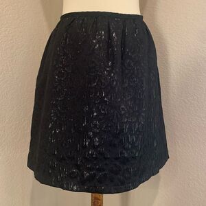Black Leopard Print Shiny Skirt Size 14 Metallic Tonal Black On Black